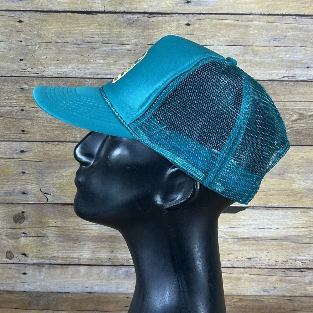 Hans Hedemann Surf School Trucker Hat Teal Blue Mesh Snapback Nissun Cap Vintage